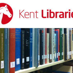 Kent Libraries logo shown with books